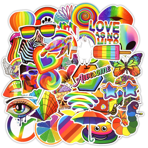 50 Pride Rainbow Stickers – LGBTQ+ Flag Decals for Self-Expression, Equality, and Love