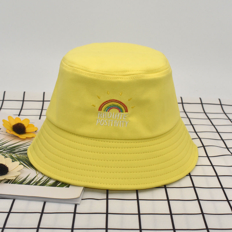 Radiate Positivity Pride Bucket Hat – LGBTQ+ Rainbow Embroidered Sun Hat for Love & Equality