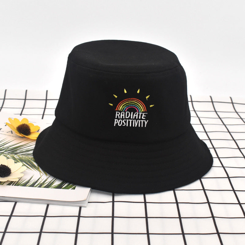 Radiate Positivity Pride Bucket Hat – LGBTQ+ Rainbow Embroidered Sun Hat for Love & Equality