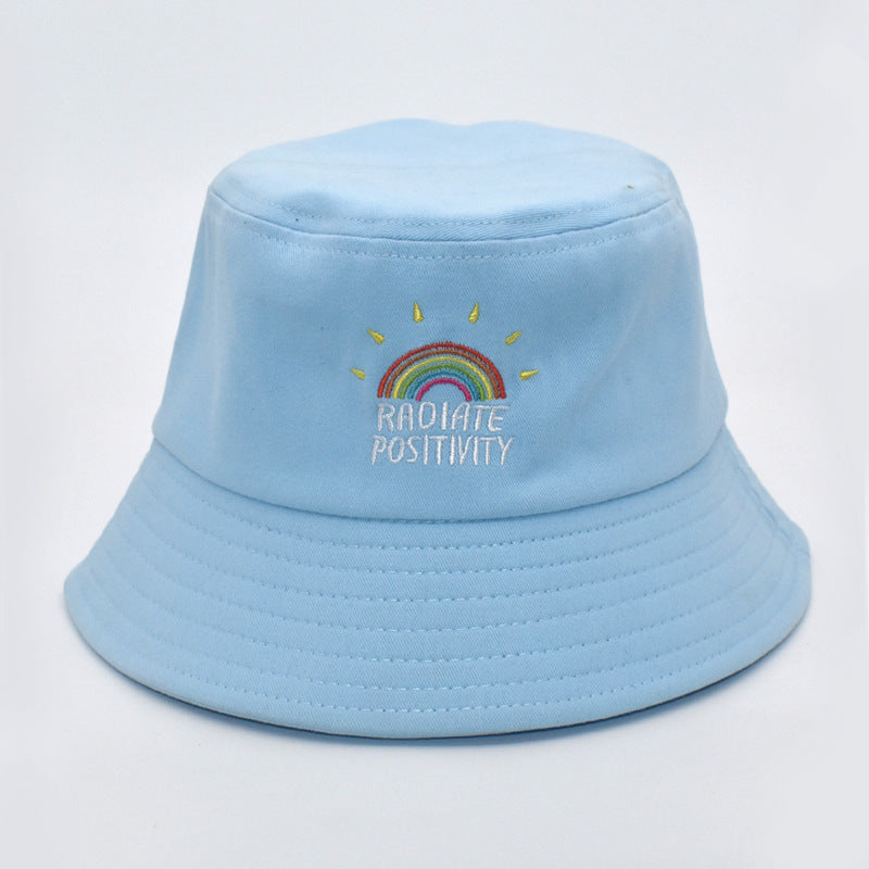 Radiate Positivity Pride Bucket Hat – LGBTQ+ Rainbow Embroidered Sun Hat for Love & Equality