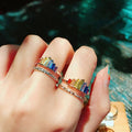 Radiant Pride Tiara Crown Ring – Rainbow Gem LGBTQ+ Jewelry for Your Queen – (One Size Fits All)