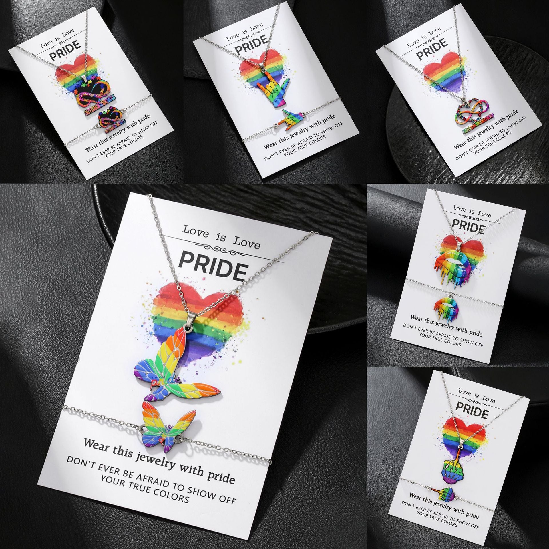 Love Is Love Pride Necklace Collection – Rainbow Pendant Jewelry for LGBTQ+ Unity & Equality