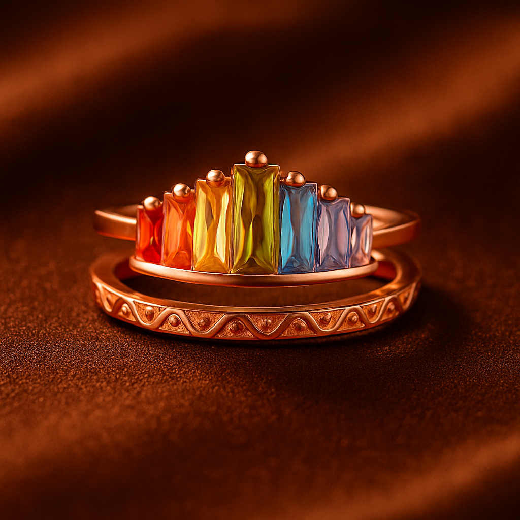 Radiant Pride Tiara Crown Ring – Rainbow Gem LGBTQ+ Jewelry for Your Queen – (One Size Fits All)