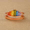 Radiant Pride Tiara Crown Ring – Rainbow Gem LGBTQ+ Jewelry for Your Queen – (One Size Fits All)