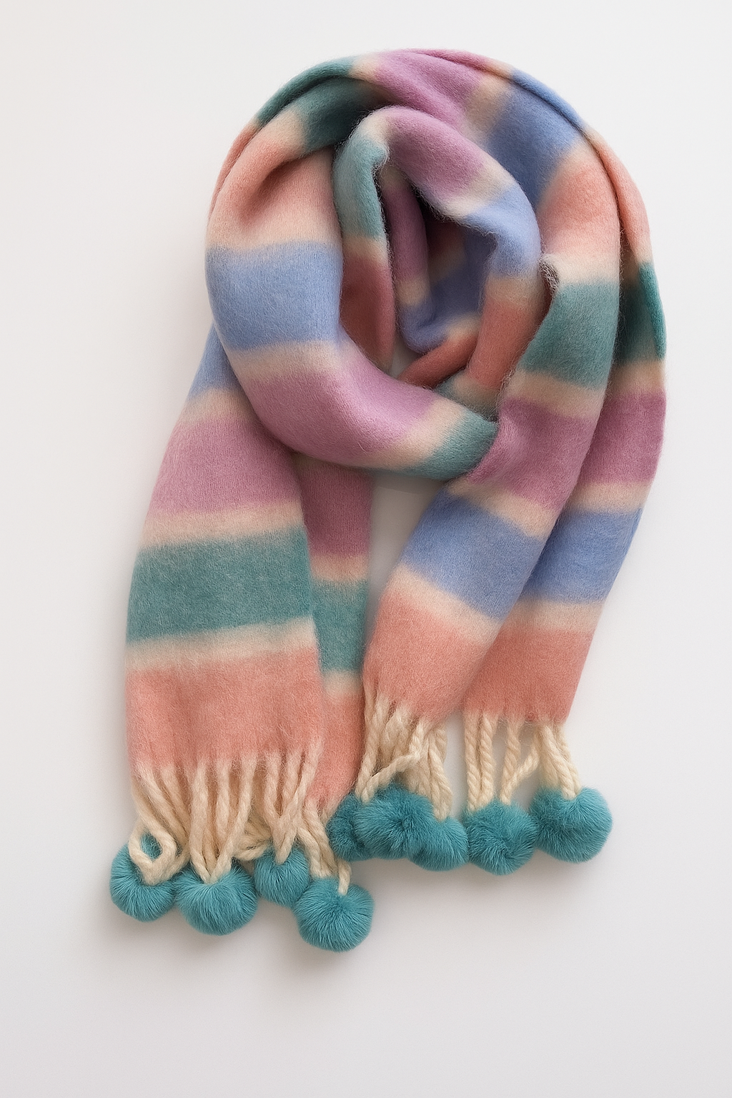 LGBTQ+ Pride Flag Scarves with Pom Poms – Bi, Gay, Lesbian & Trans Colors – Soft Gradient Knit Winter Accessory